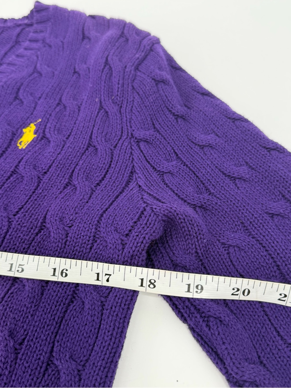 Ralph Lauren Sport Purple Cable Knit V-Neck Sweater Women’s Medium - Picture 6 of 8